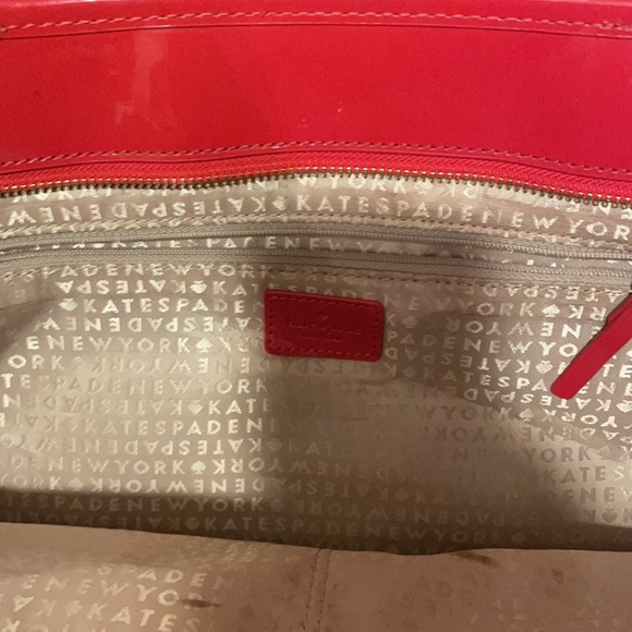 Kate Spade small Harmony Metro Perforated patent & leather Heart Red Tote Bag - Picture 6 of 16